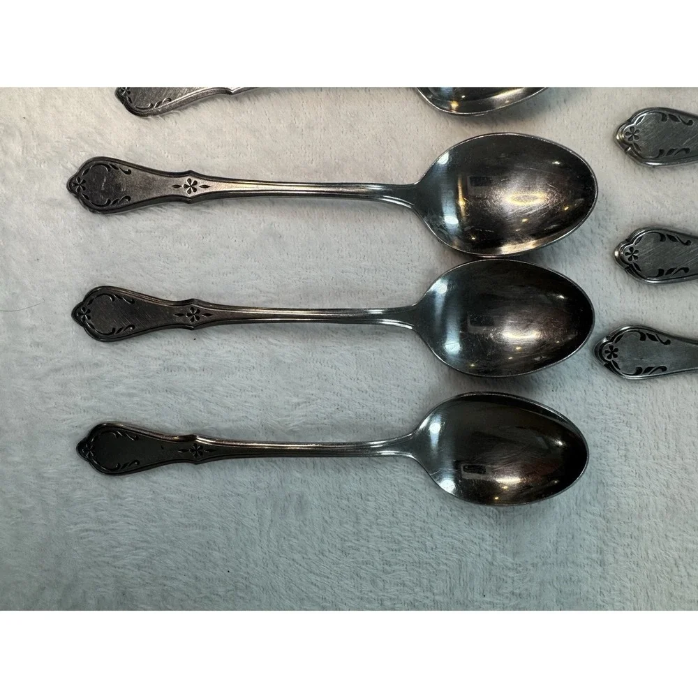 Lot Of 11 Northland KOREA - Stainless Silverware / Flatware Floral‎ Vintage